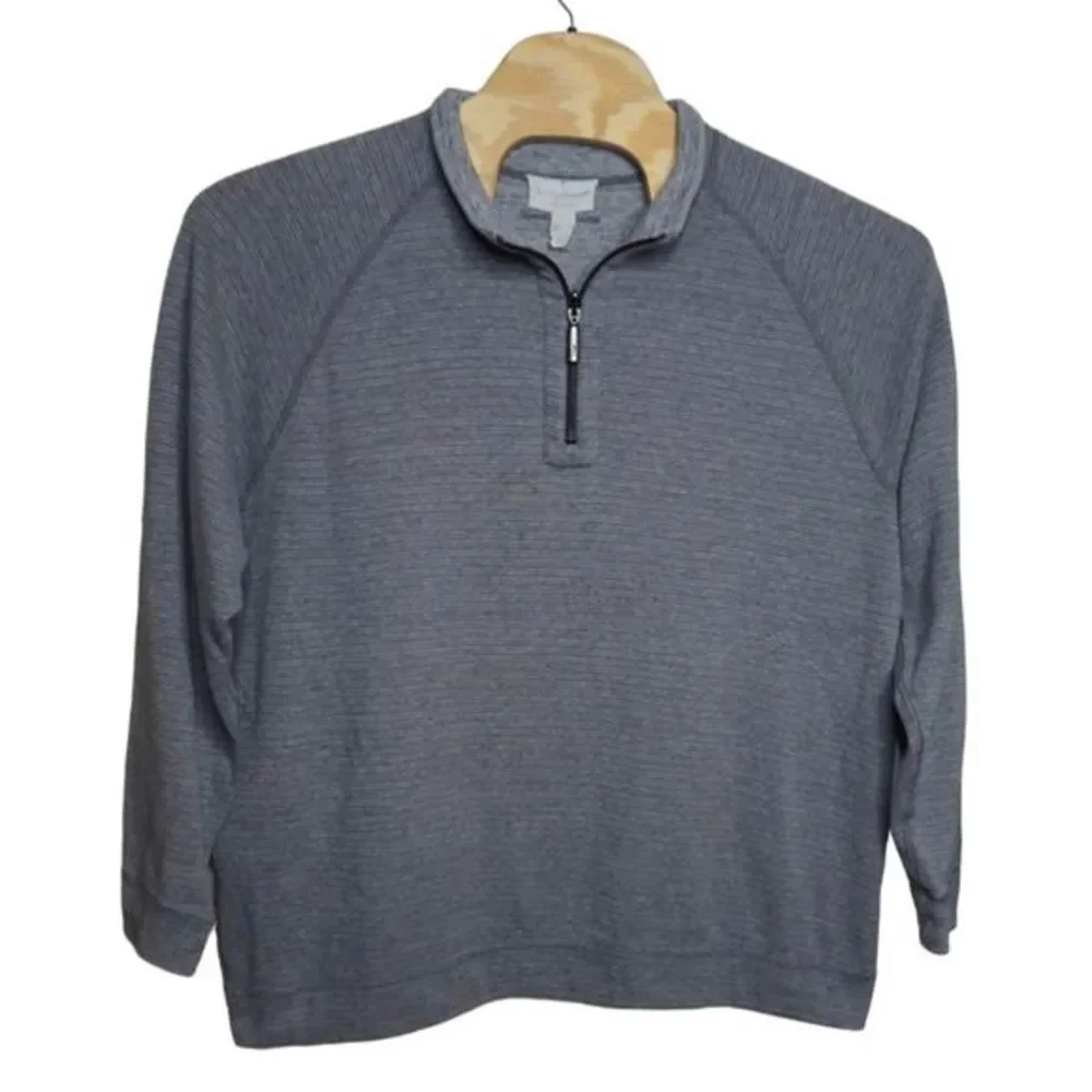 Tommy Bahama Men's Reversible‎ Sz 2X Gray Cotton Long Sleeve 1/4 Zip Pullover